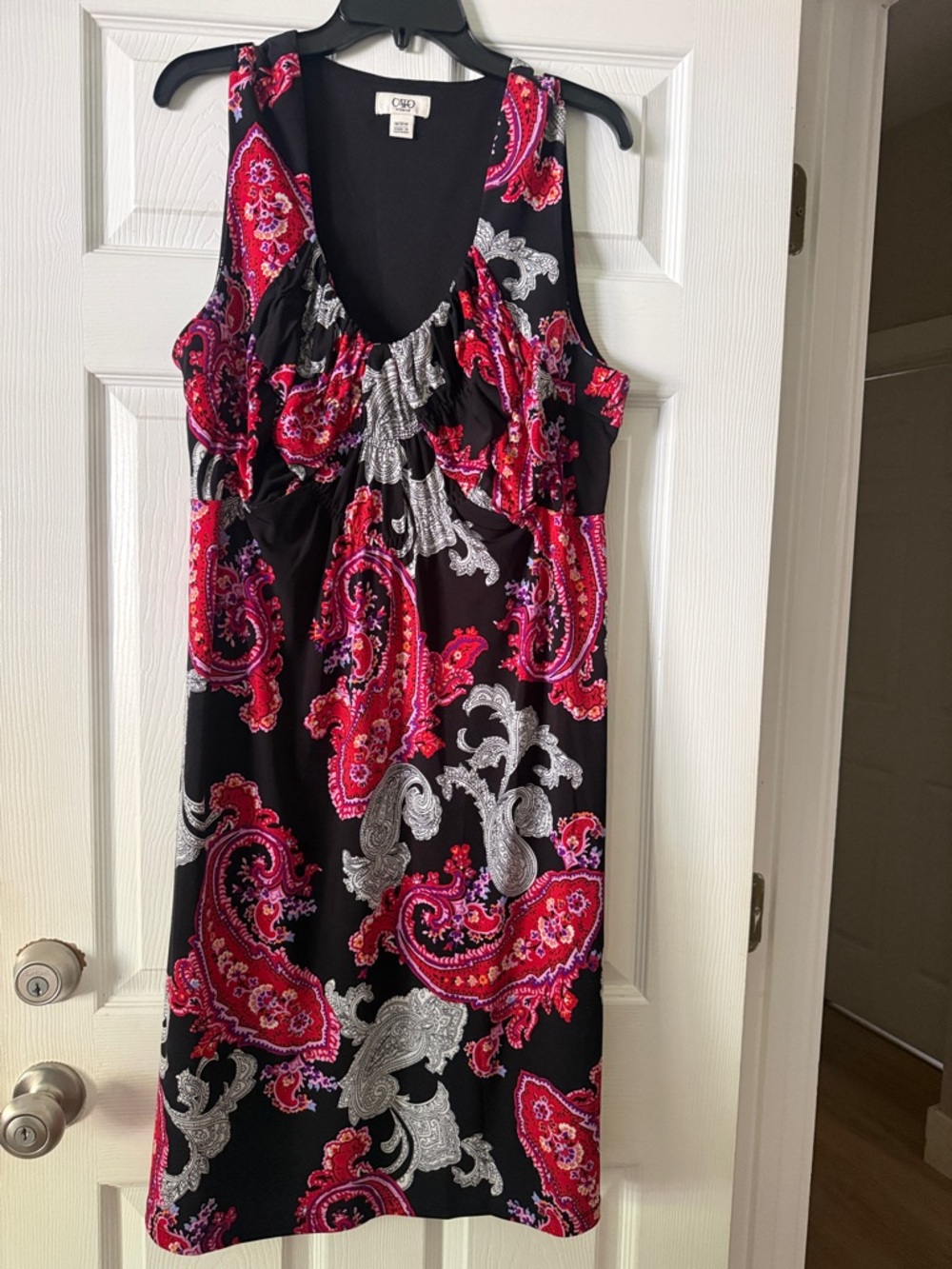 Cato Black Dress with Pink and Silver Paisley